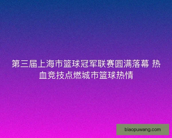 第三届上海市篮球冠军联赛圆满落幕 热血竞技点燃城市篮球热情